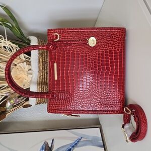 NWT🫦Brahmin Caroline Red Glissandro Natural Leather handbag